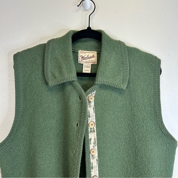 Woolrich Wool Cottagecore Sage Nature Vest Granola Girl XL Vintage 90s Cabin - Picture 4 of 13